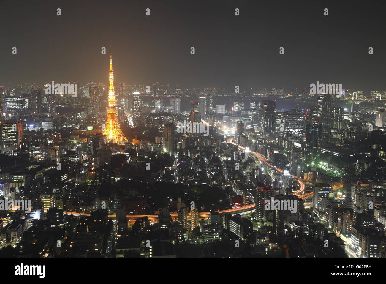 La ville de Tokyo au Japon dans la nuit Banque D'Images