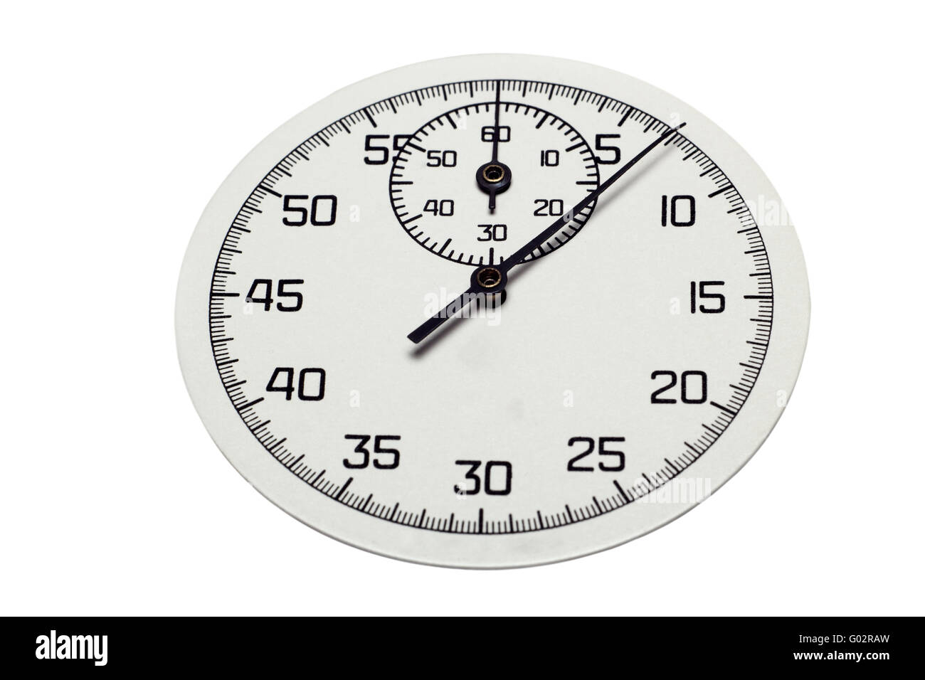 L'image d'un cadran d'un chronomètre décompte des secondes, isolé sur fond blanc Banque D'Images