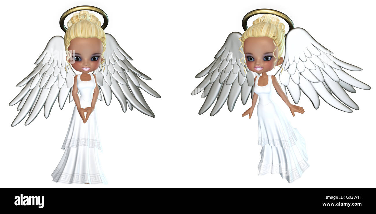 Sweet angels avec halo - isolated on white Banque D'Images
