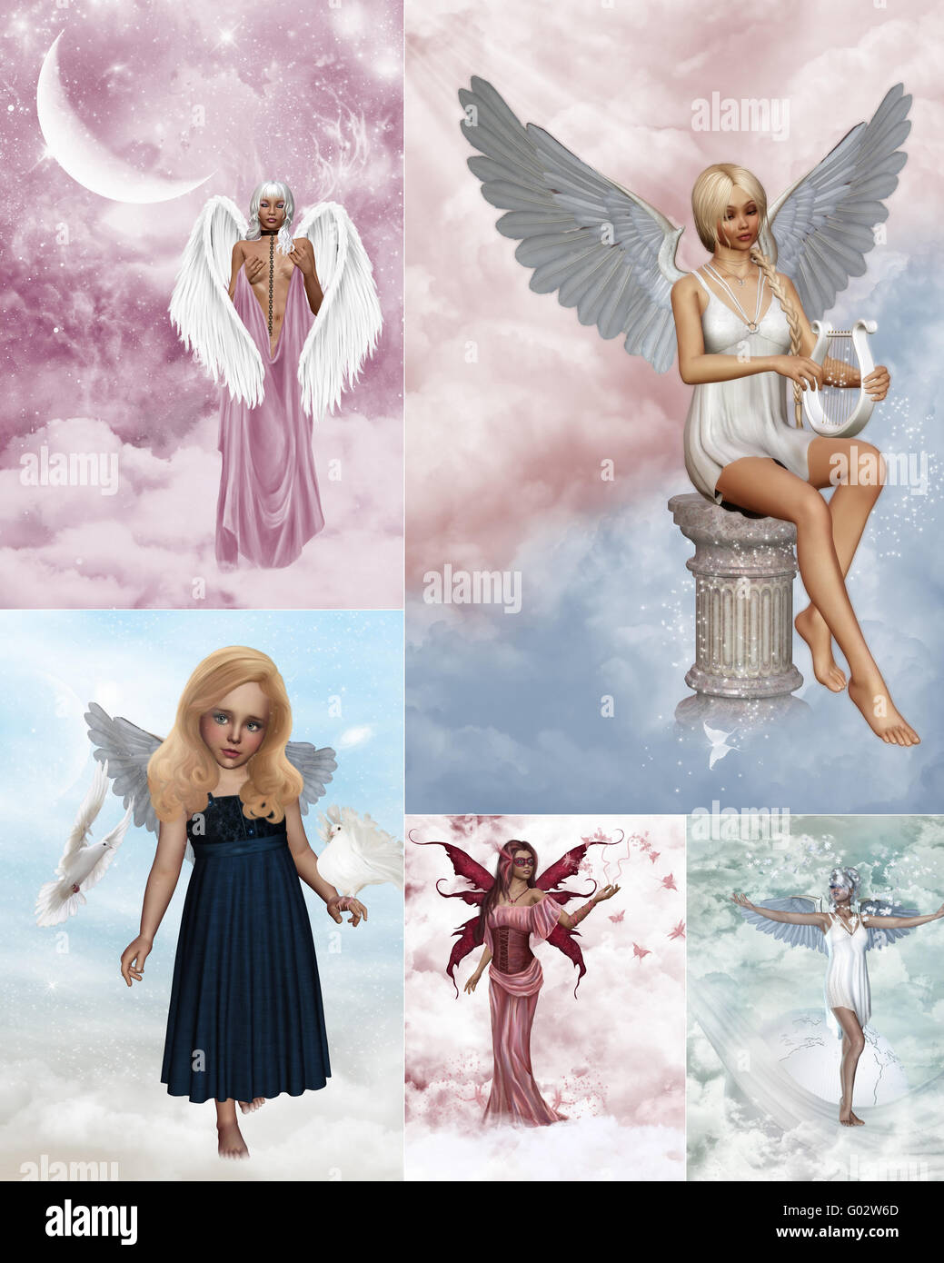 Un collage d'images à l'ange gardien de rêve Banque D'Images