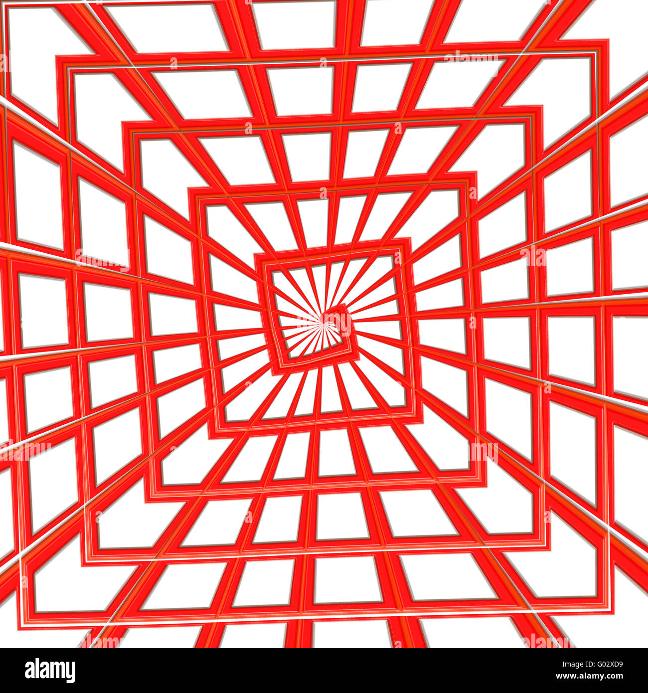 Optique futuriste objet 3D rouge sur blanc Banque D'Images