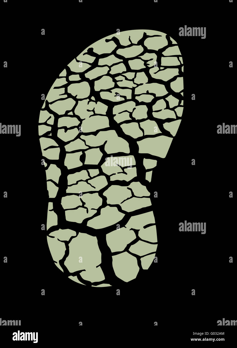 Vector silhouette de la trace humaine sur la terre ferme Banque D'Images