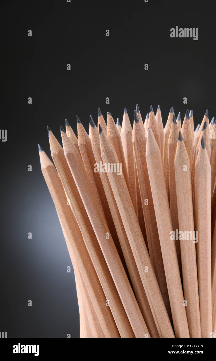 Bunch of pencils isolated on black Banque D'Images