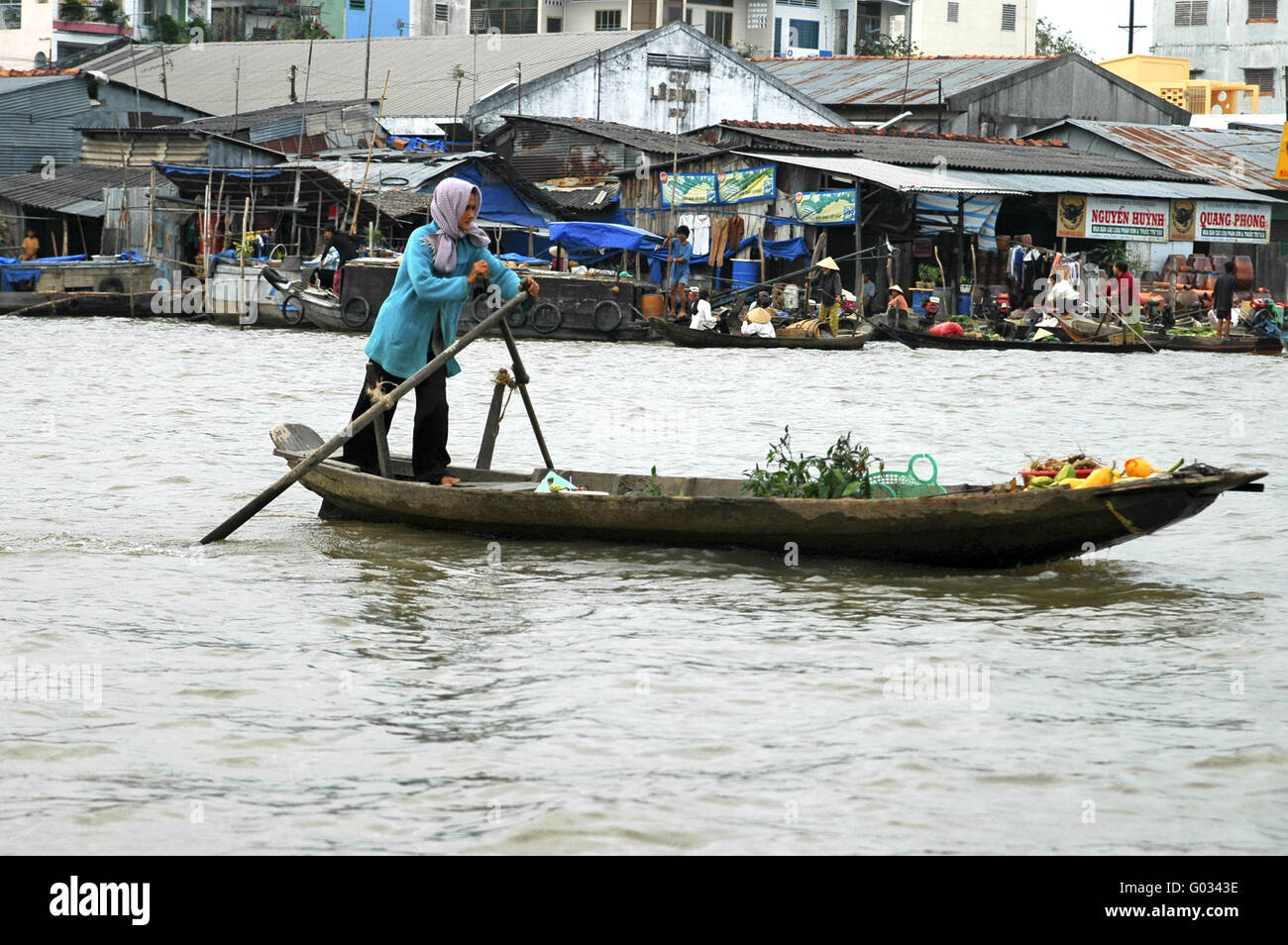 Sur le chemin de la marché flottant de Cai Rang, Vietnam Banque D'Images