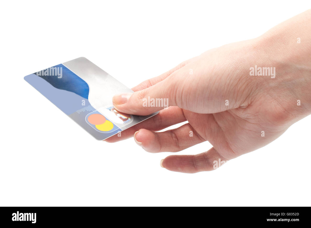 Hand holding credit card isolated on white Banque D'Images