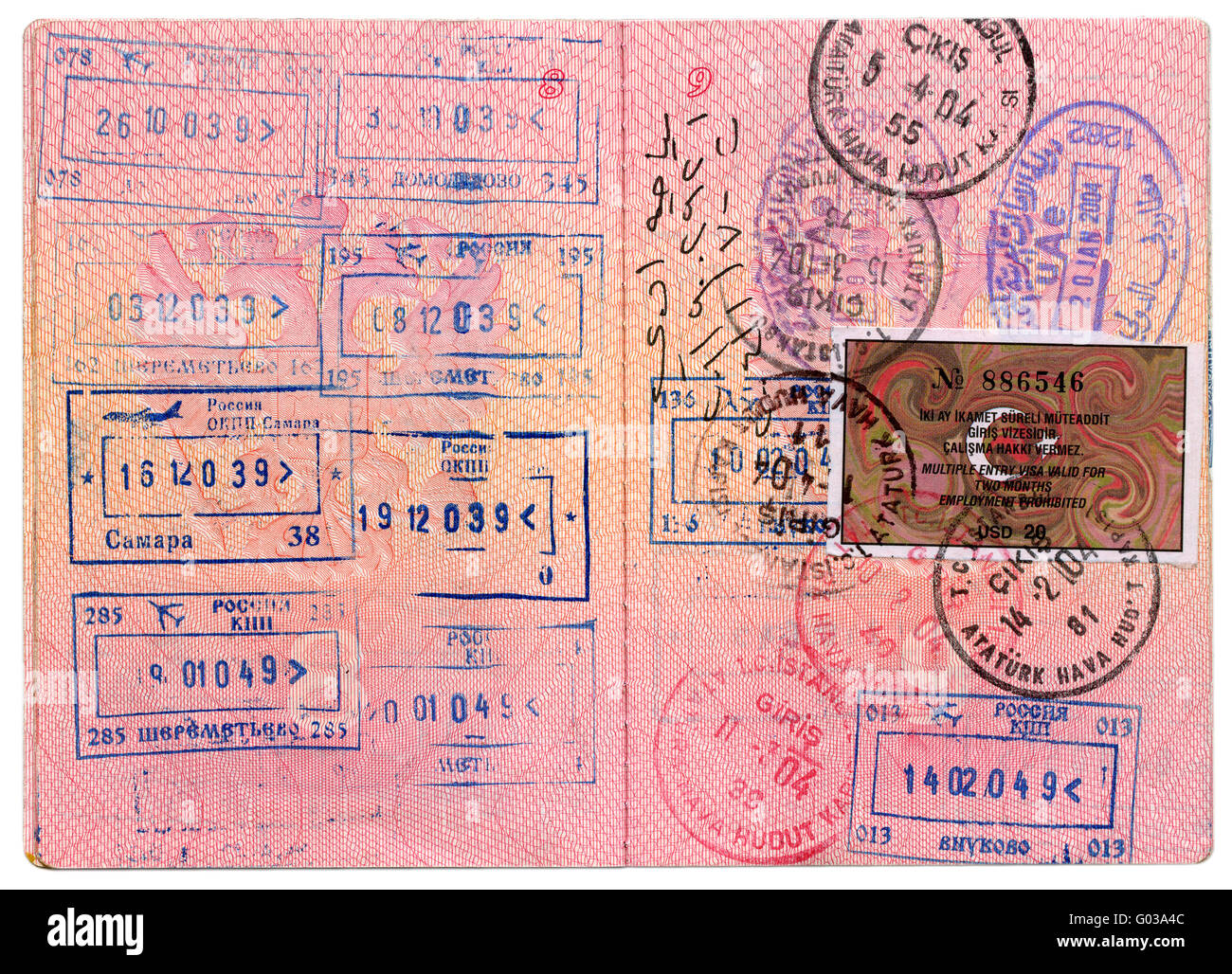 Timbres de passeport Banque D'Images