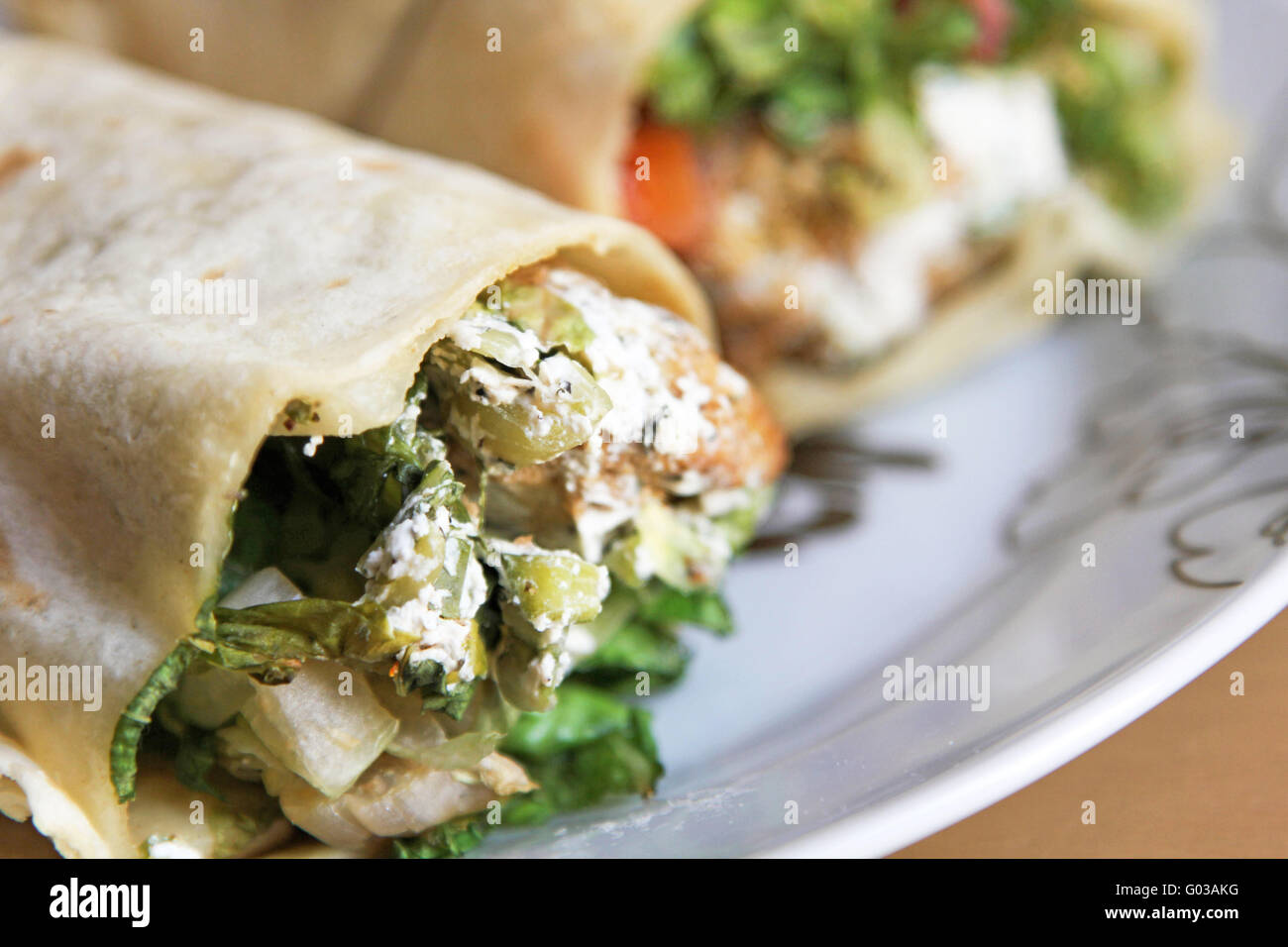 Sandwich roulé arabe Banque D'Images