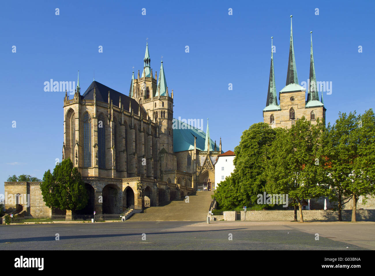 Severus et la cathédrale d'Erfurt, Thuringe Banque D'Images