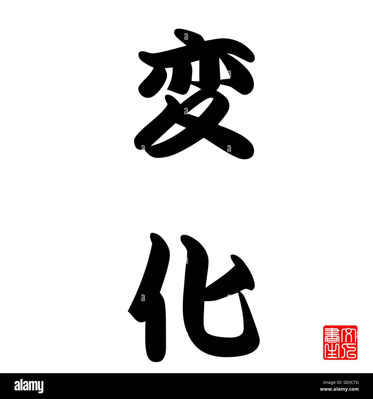 Calligraphie Japonaise représente les changements Banque D'Images