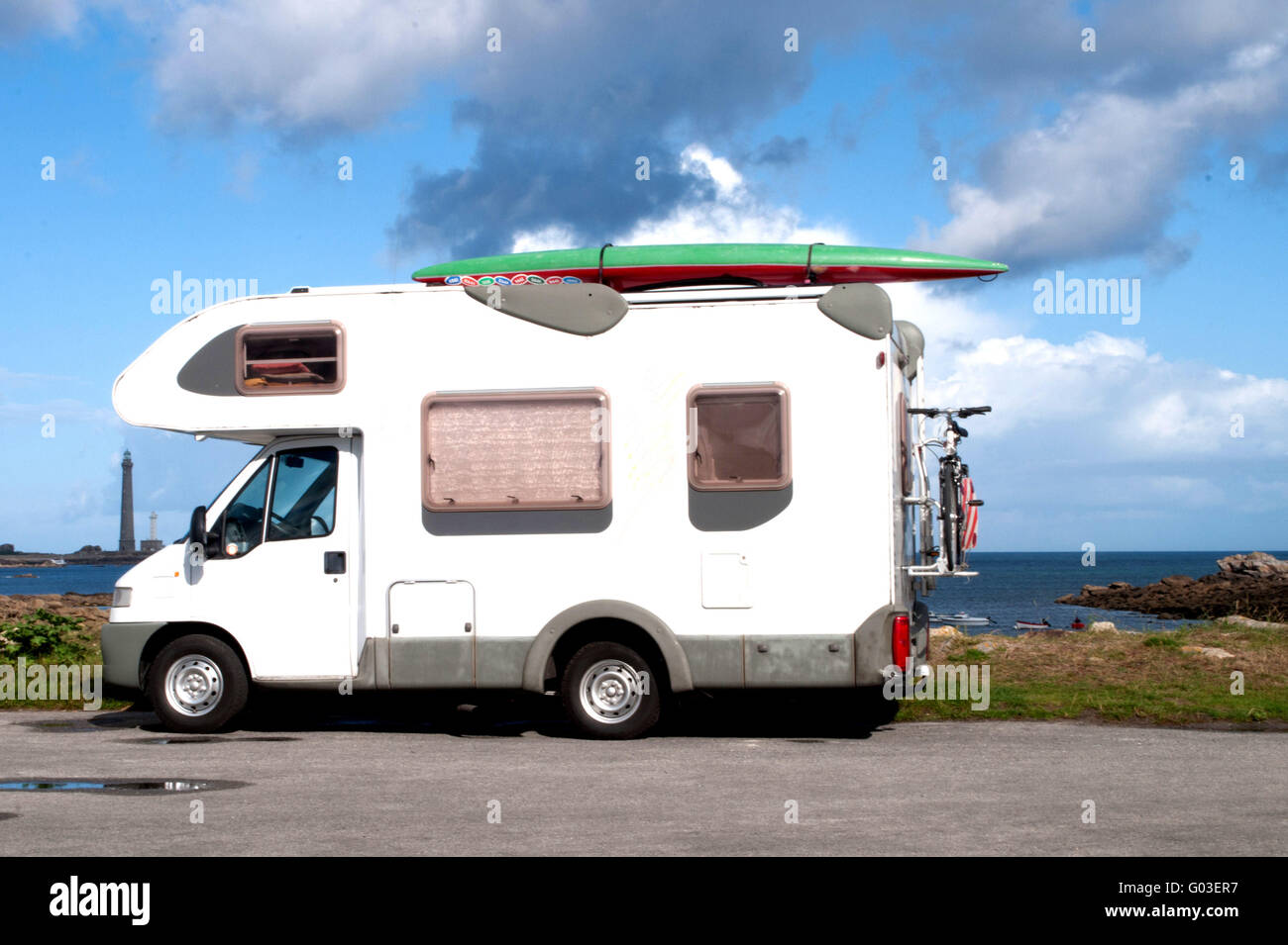 Mobile Camp sur une plage en Bretagne Banque D'Images