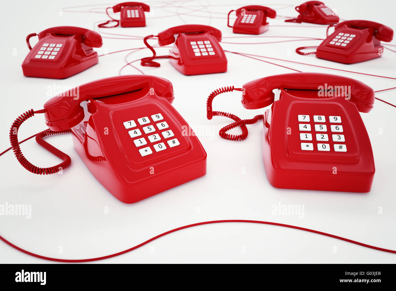 Le rendu 3D du téléphone rouge Banque D'Images