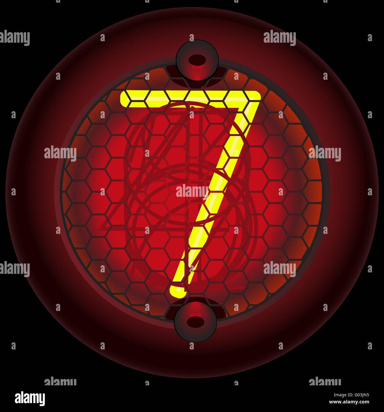 7 chiffres (7). Indicateur tube Nixie Banque D'Images