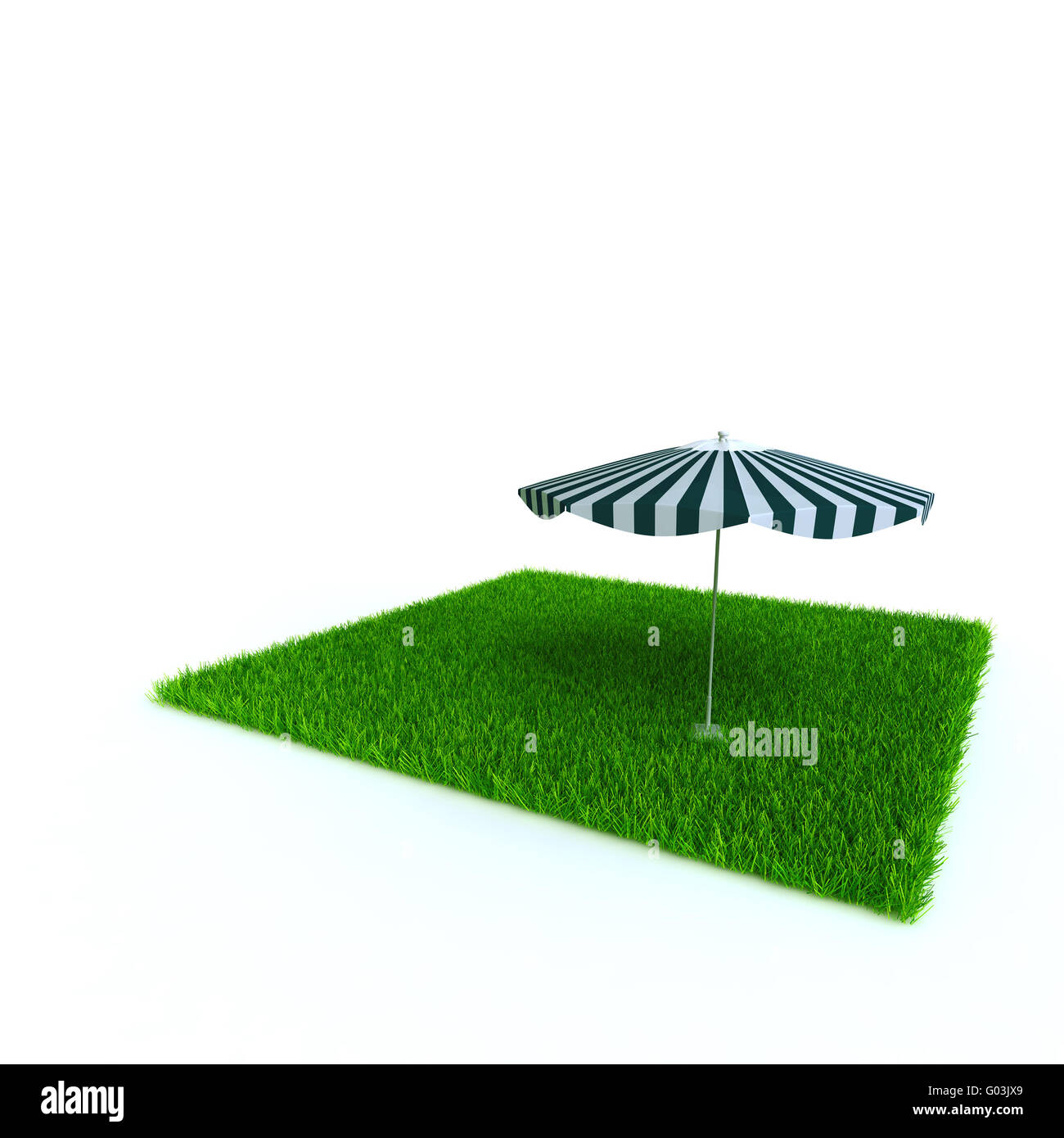 Parasol sur une pelouse d'un lumineux vert herbe Banque D'Images