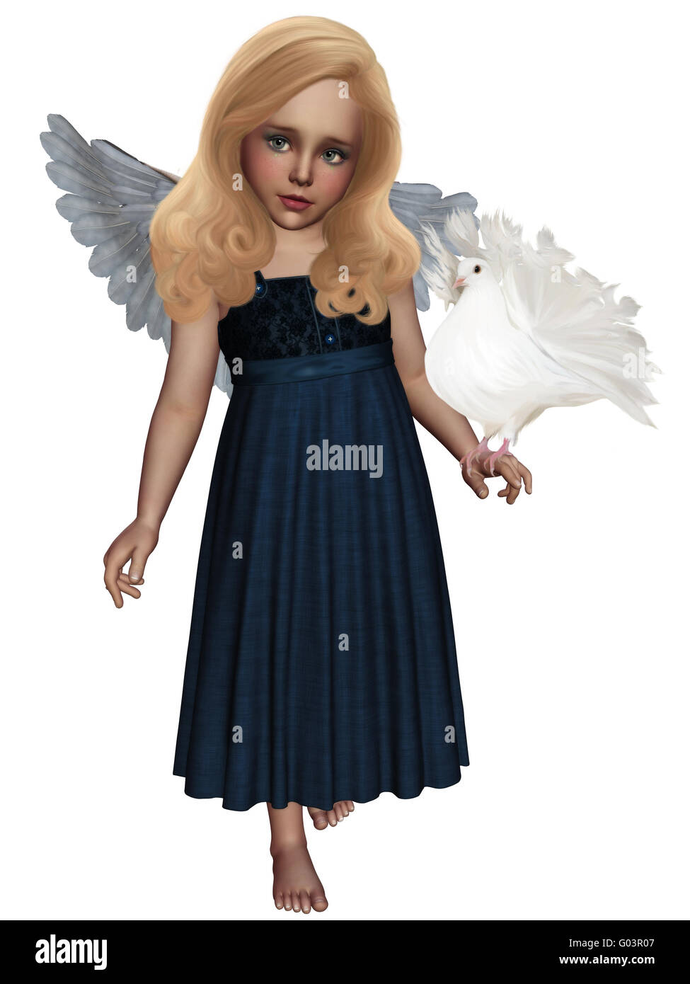Un petit ange avec dove Banque D'Images