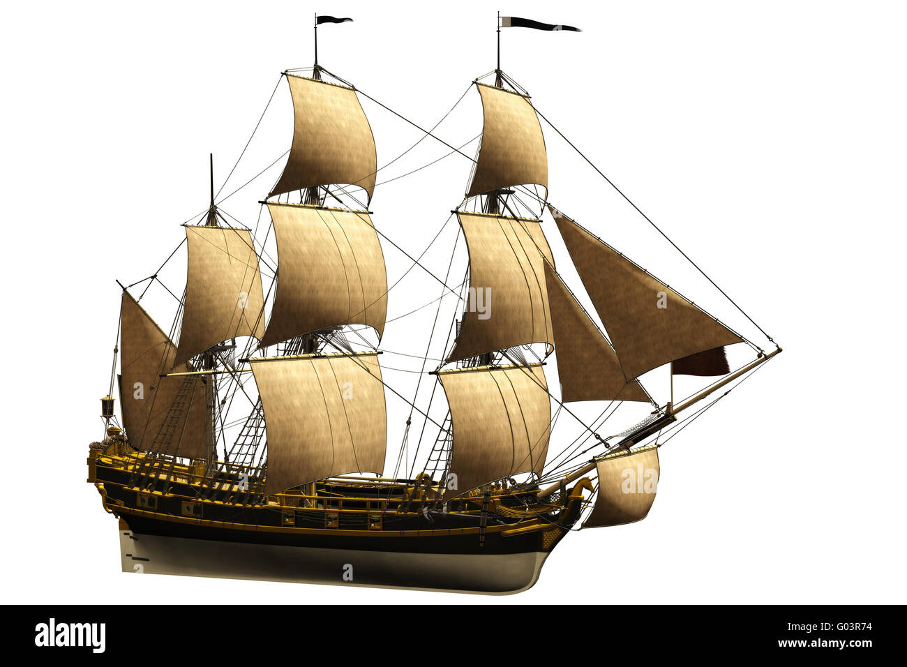 Un woundful old ship - isolated on white Banque D'Images