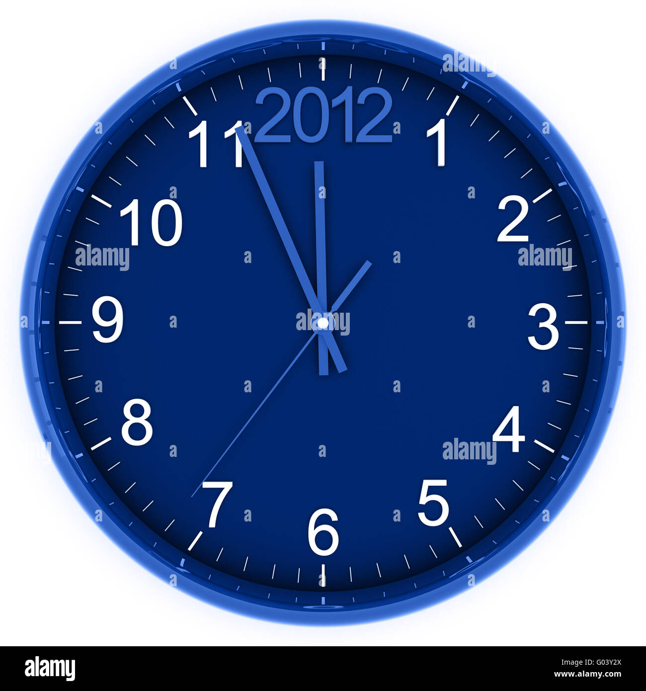 Réveil rond bleu avec les flèches et numéro 2012 en t Banque D'Images