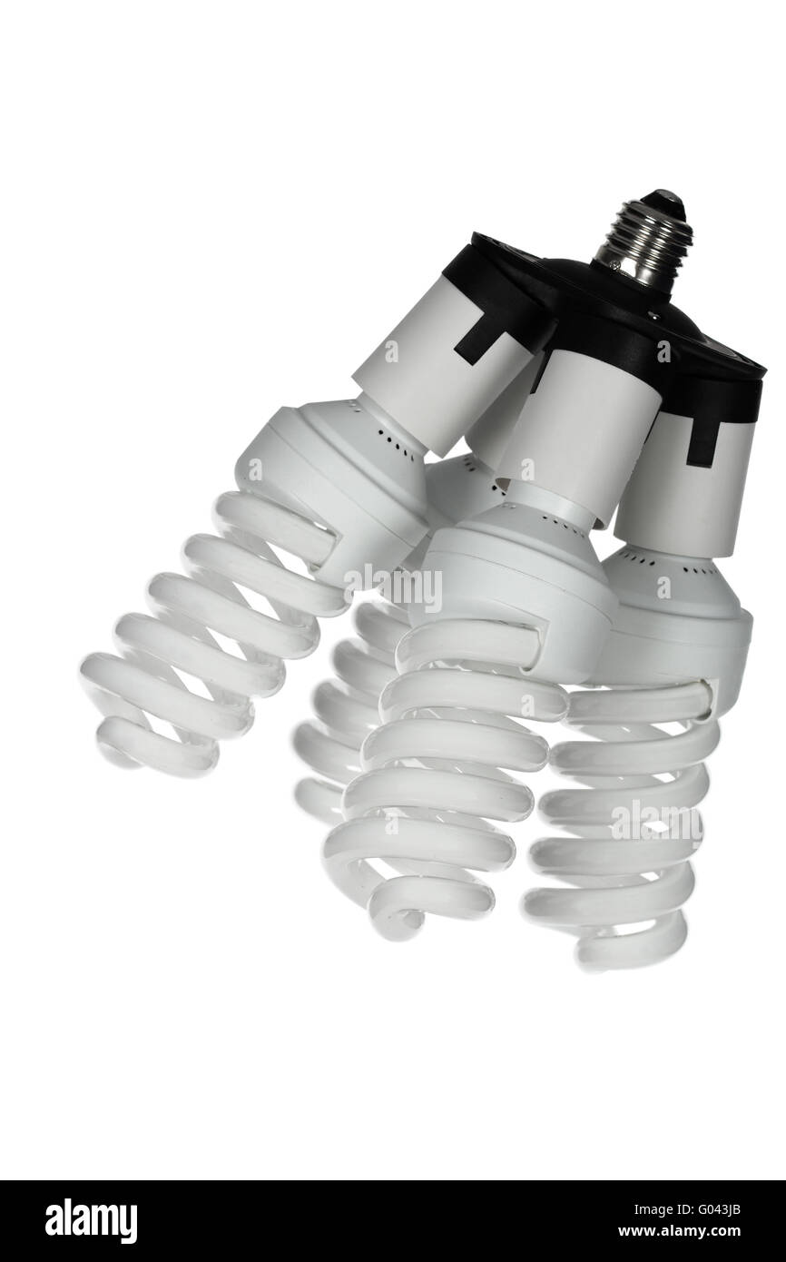 Ampoule fluorescente, isolé sur fond blanc Banque D'Images