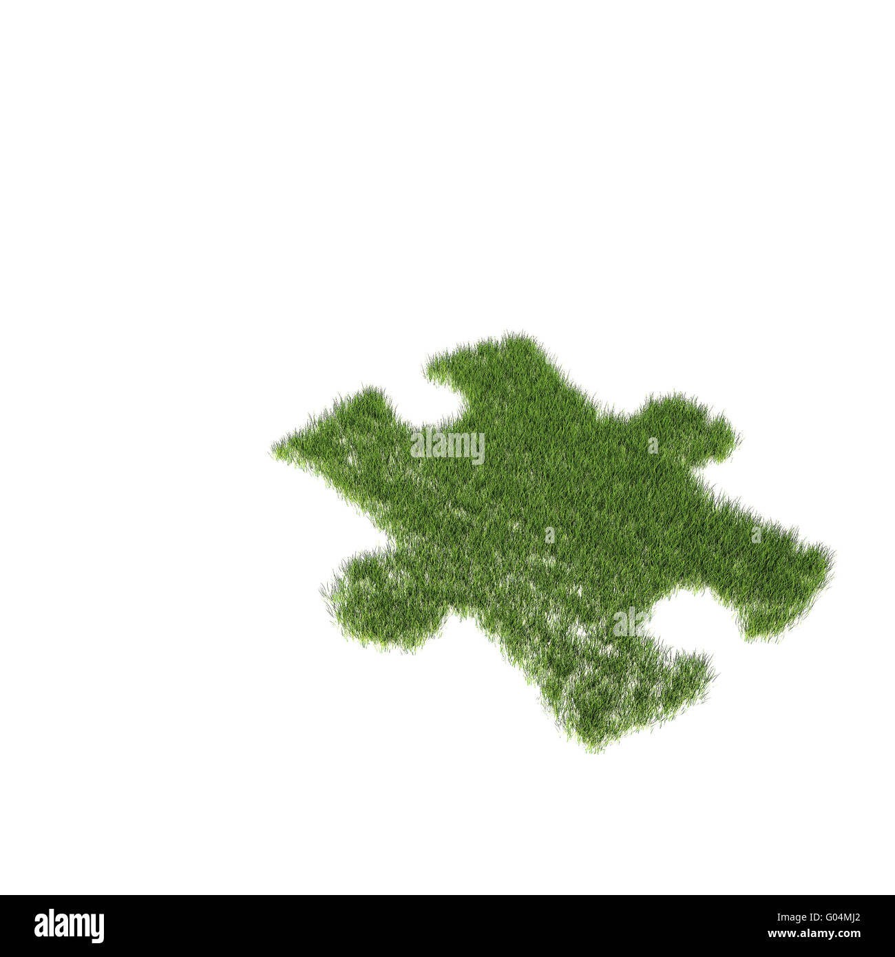 L'herbe pousse verte comme un puzzle on a white background Banque D'Images