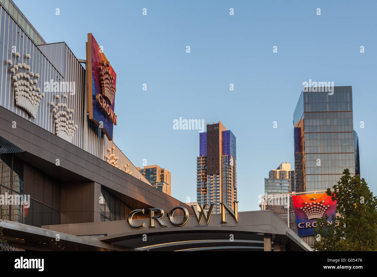 Melbourne - 17 avril 2016 : Le Crown Casino signe libre. Banque D'Images