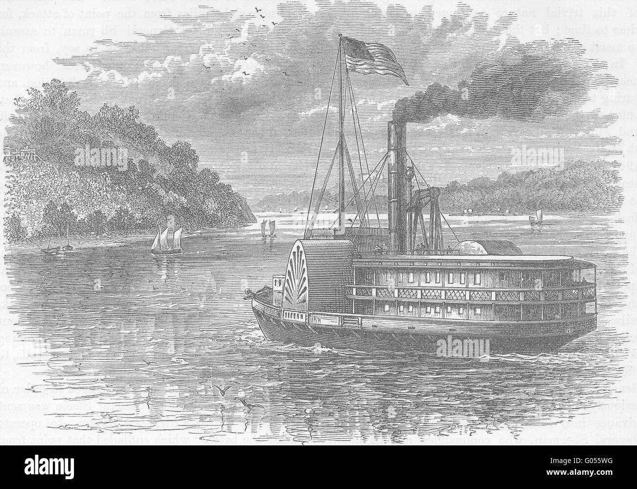 USA : Guerre civile : sur le Potomac, antique print c1880 Banque D'Images
