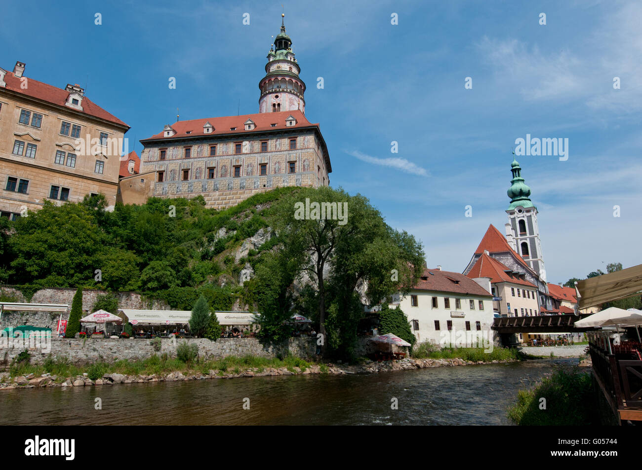 Château sur la Vltava, Bohemian Krumlov Banque D'Images