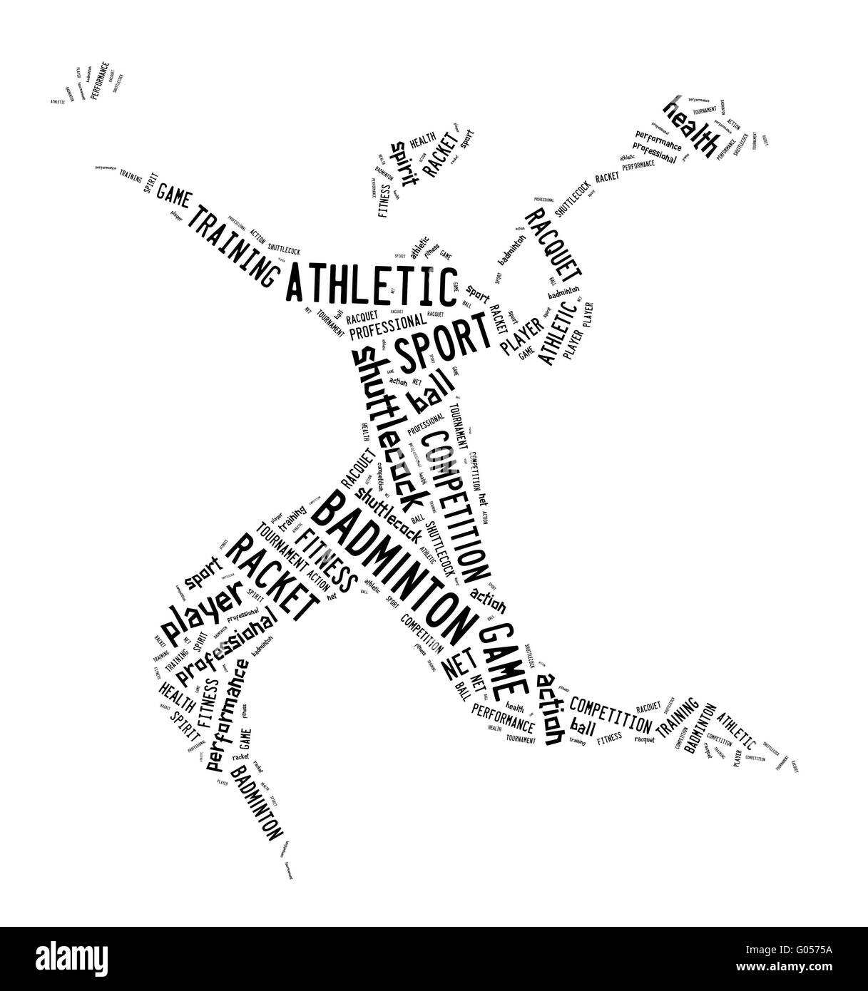 Joueur de badminton avec pictogramme de couleur noire paroles Banque D'Images