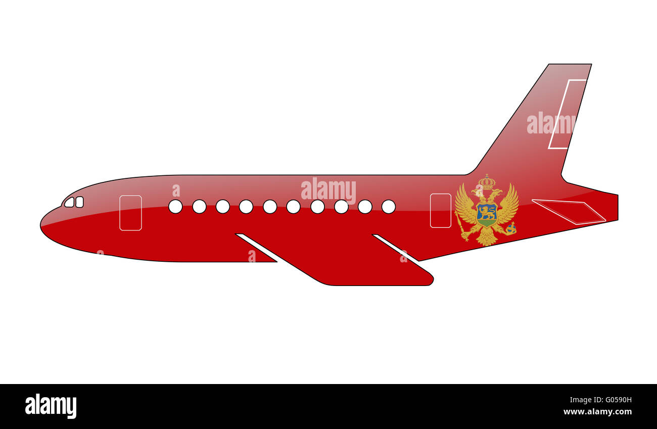 D'un drapeau peint sur la silhouette d'un avion. Banque D'Images