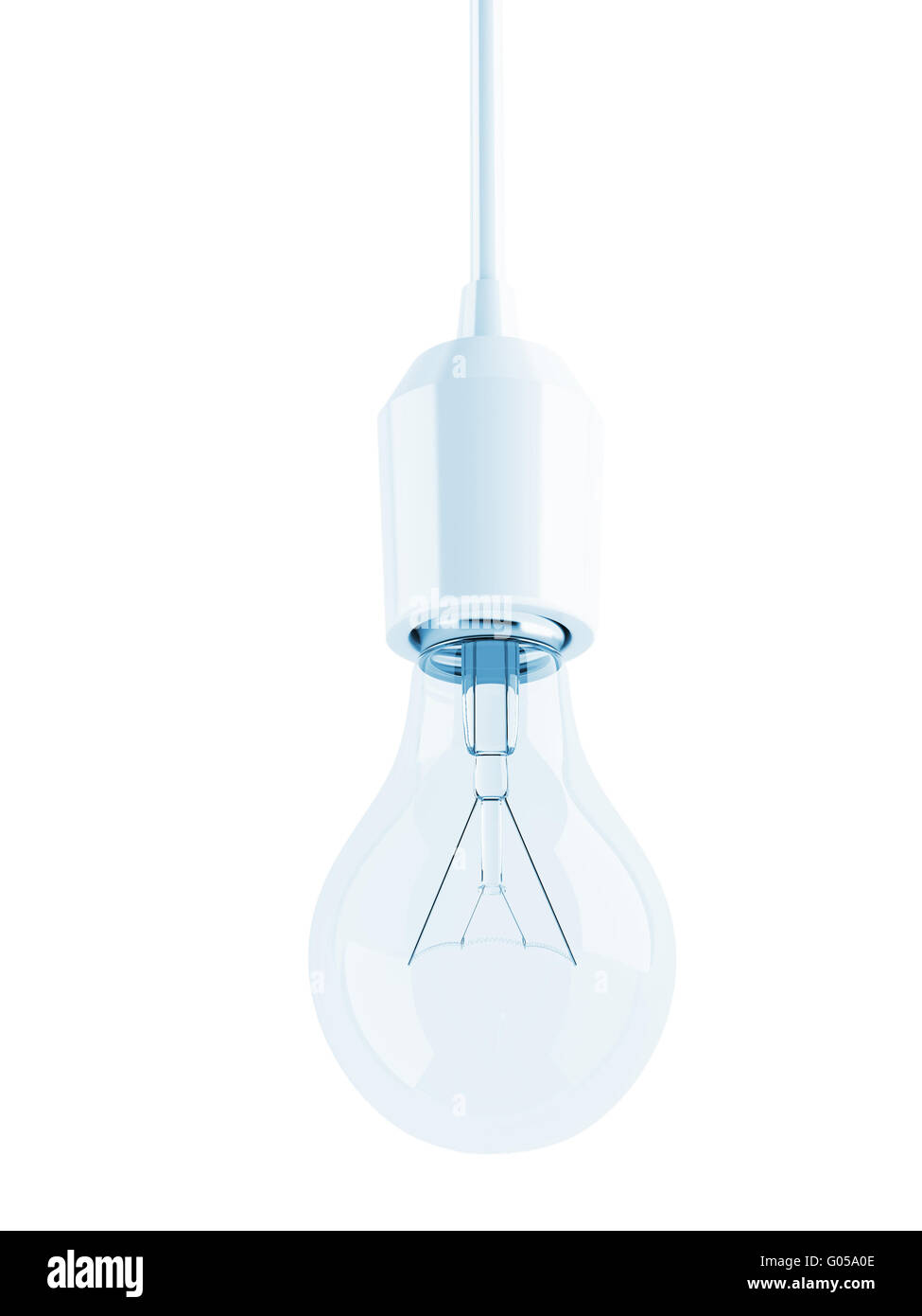 Ampoule en verre transparent sur fond blanc Banque D'Images