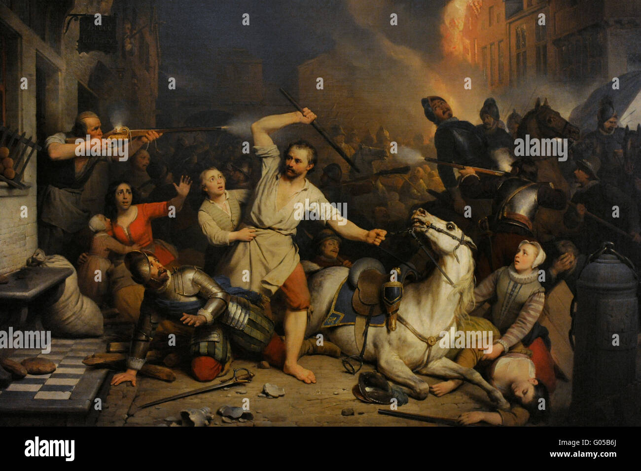 Ferdinand de Braekeleer l'ancien (1792-1883). Peintre flamand. Fureur de l'anglais à Anvers, 1827-1846. Huile sur toile. Le Musée de l'Ermitage. Saint Petersburg. La Russie. Banque D'Images