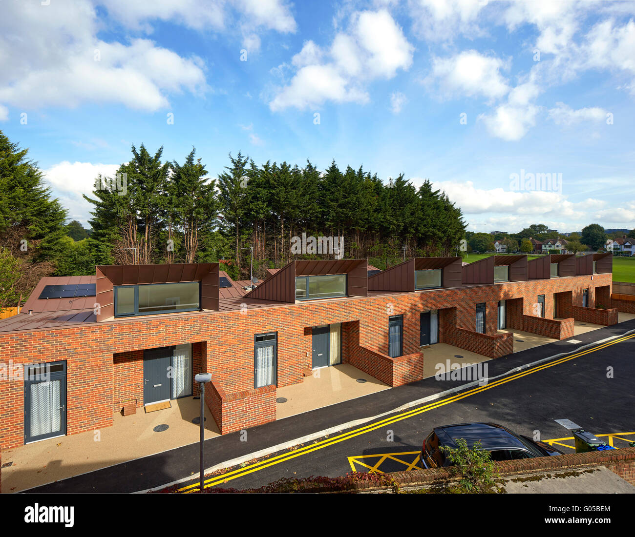 Présentation de haut niveau. Logement de Greenwich, Greenwich, Royaume-Uni. Architecte : Bell Phillips architectes, 2016. Banque D'Images