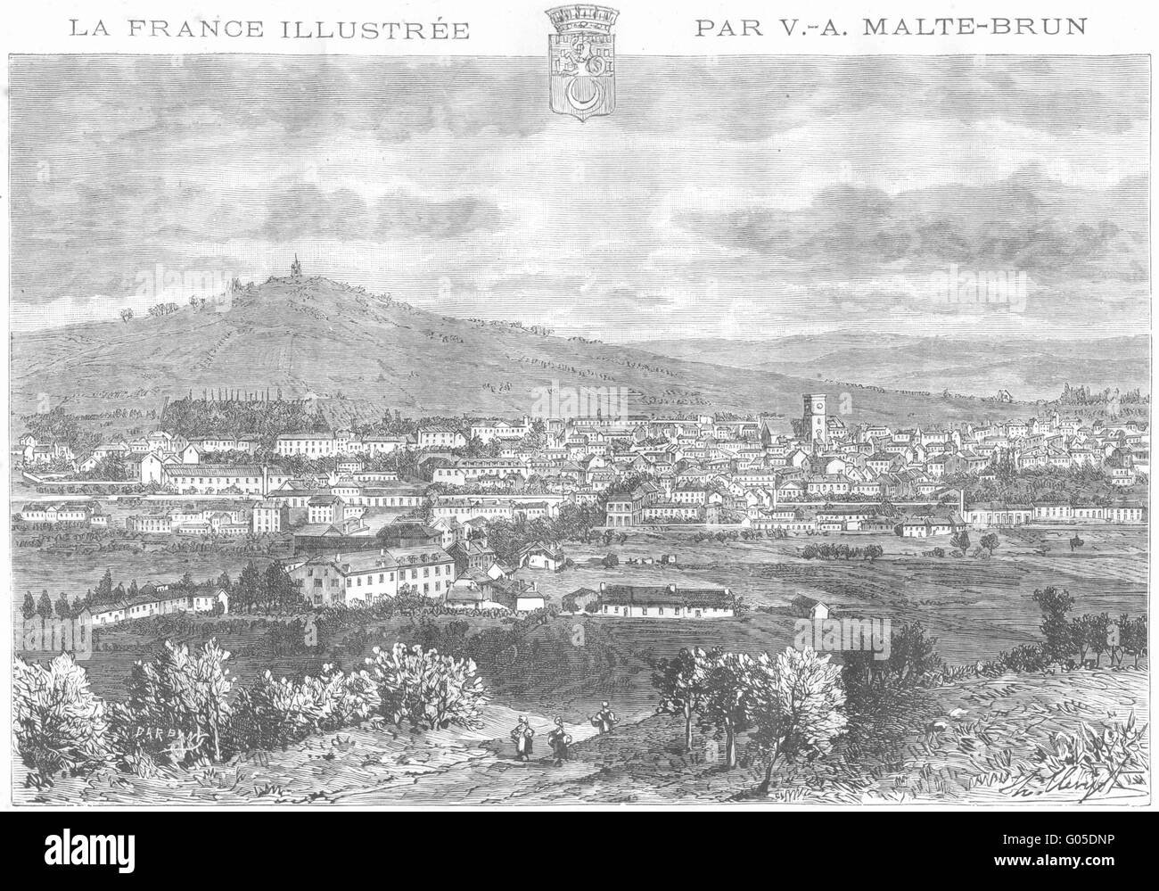 HAUTE-SAÔNE : Vesoul, antique print 1883 Banque D'Images