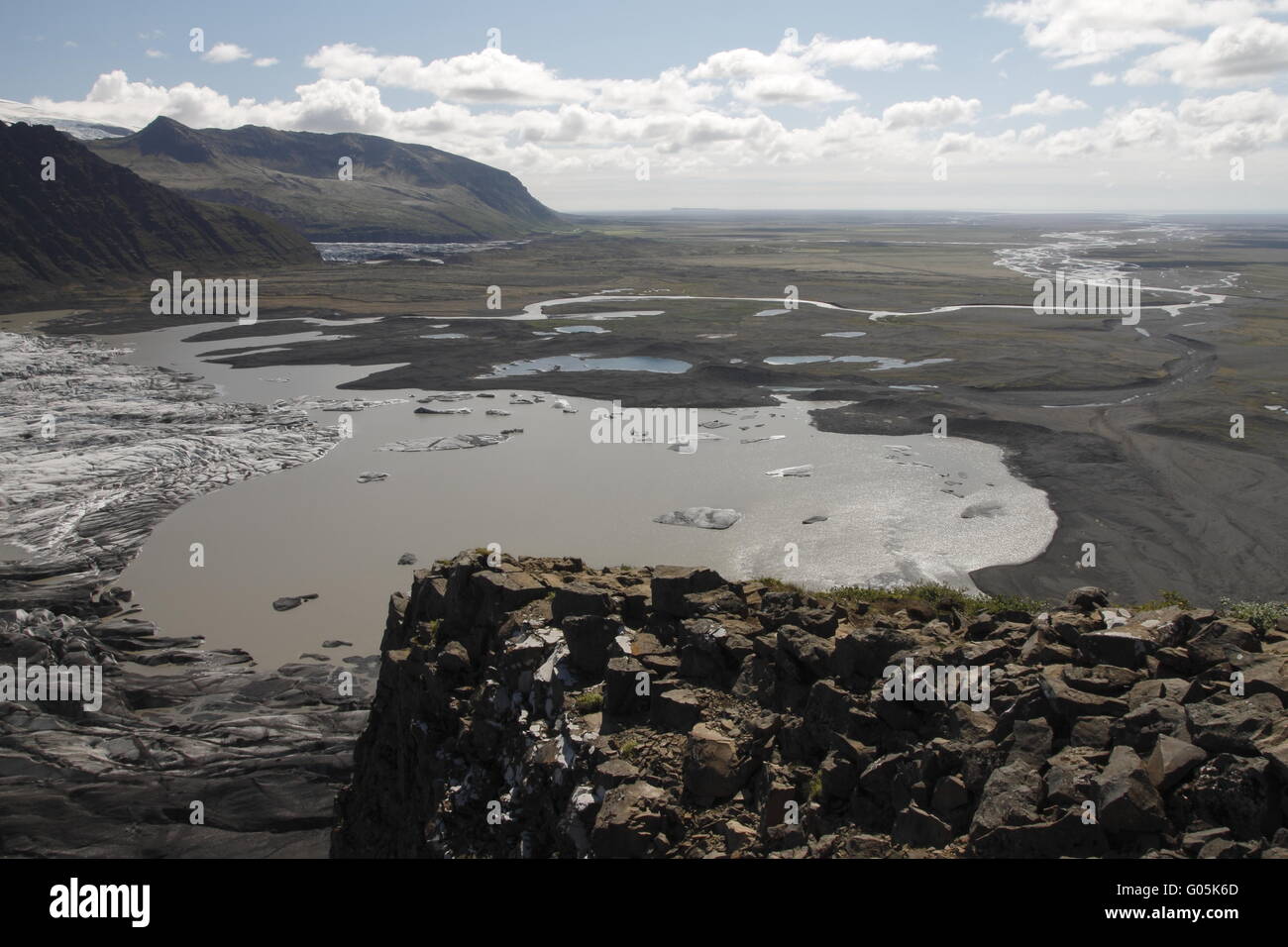 Skaftafellsjökull est l'un des glaciers de sortie (langues de glacier) de la calotte glaciaire du Vatnajökull. Keflavík Banque D'Images