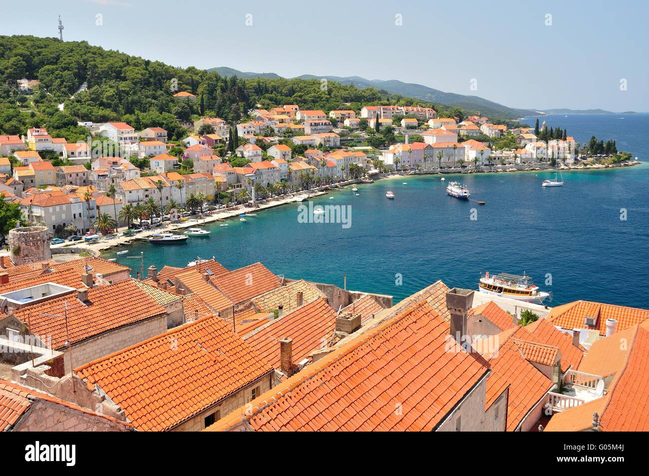 Korcula en île de Korcula en Croatie. korcula est connue comme la ville où est né marco polo. Banque D'Images