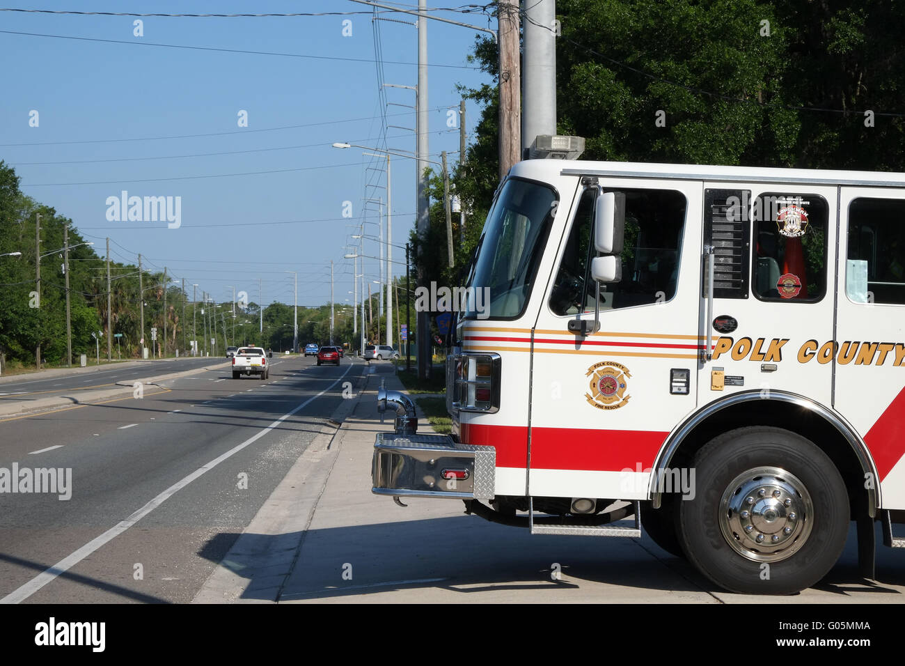 Polk comté camion à incendie à la caserne Loughman House, 27 avril 2016 Banque D'Images