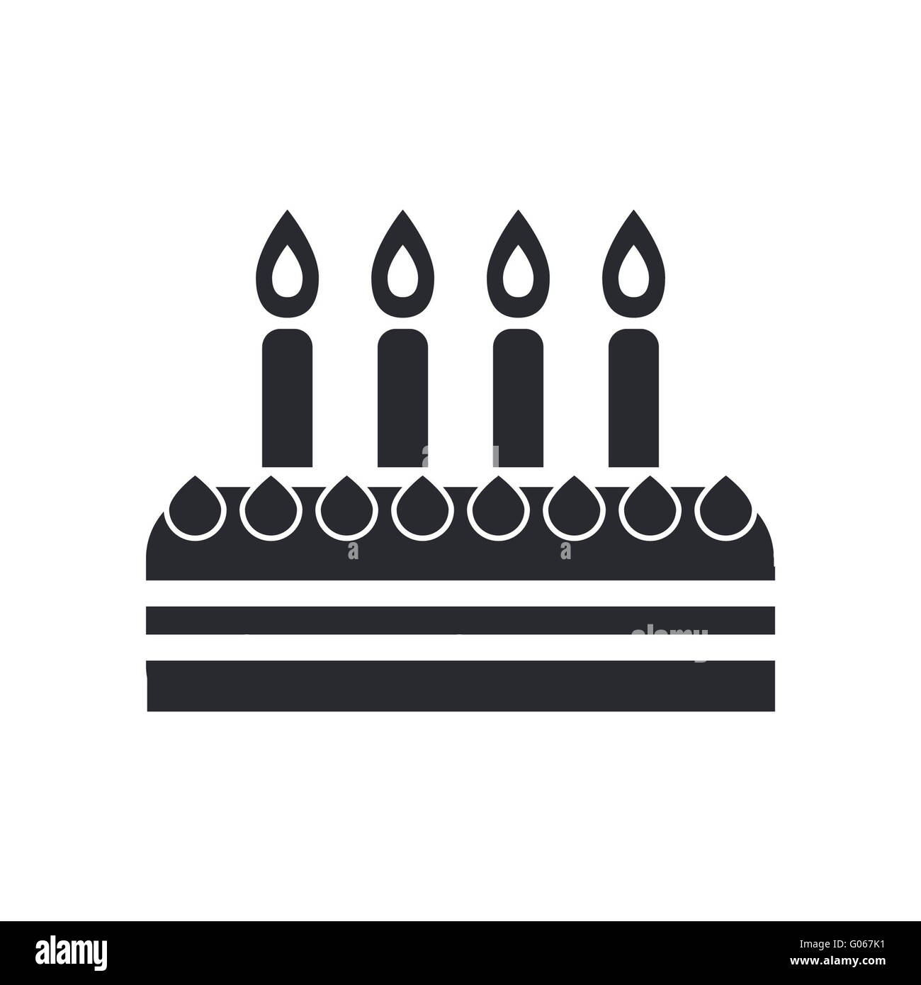 Vector illustration de l'icône gâteau d'anniversaire unique Banque D'Images