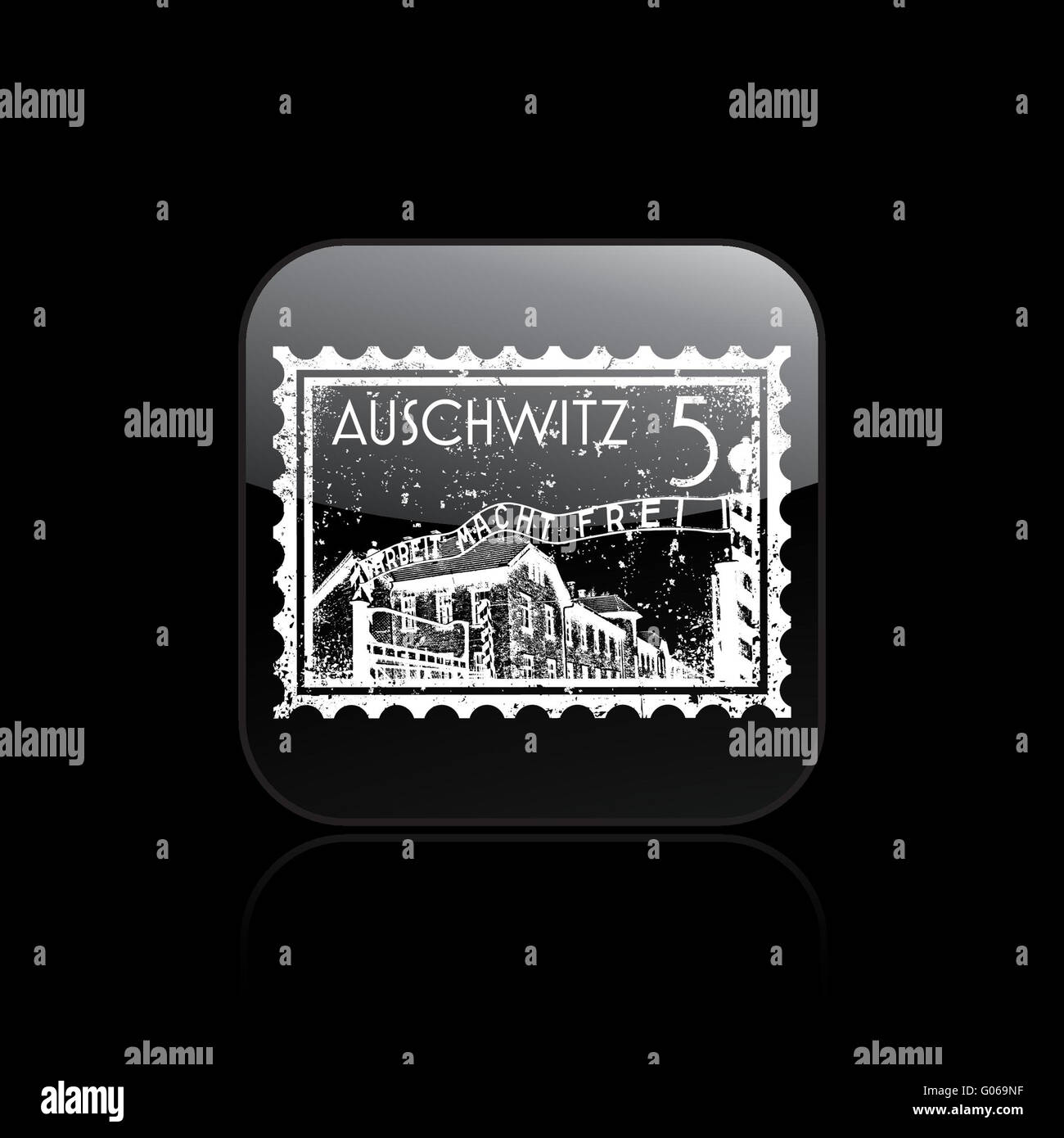 Vector illustration de l'icône unique auschwitz Banque D'Images