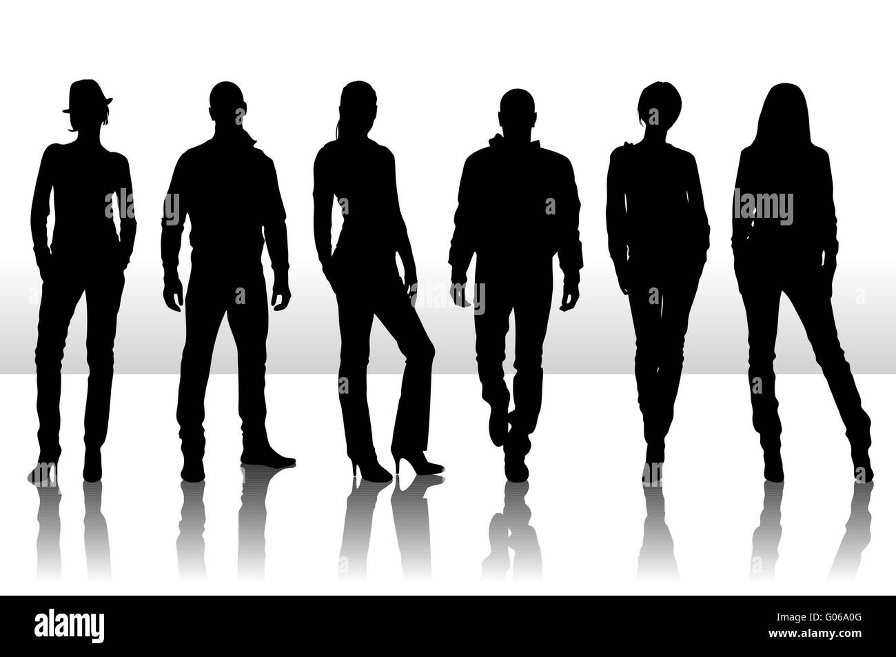 Vector illustration de la mode les gens silhouette Banque D'Images