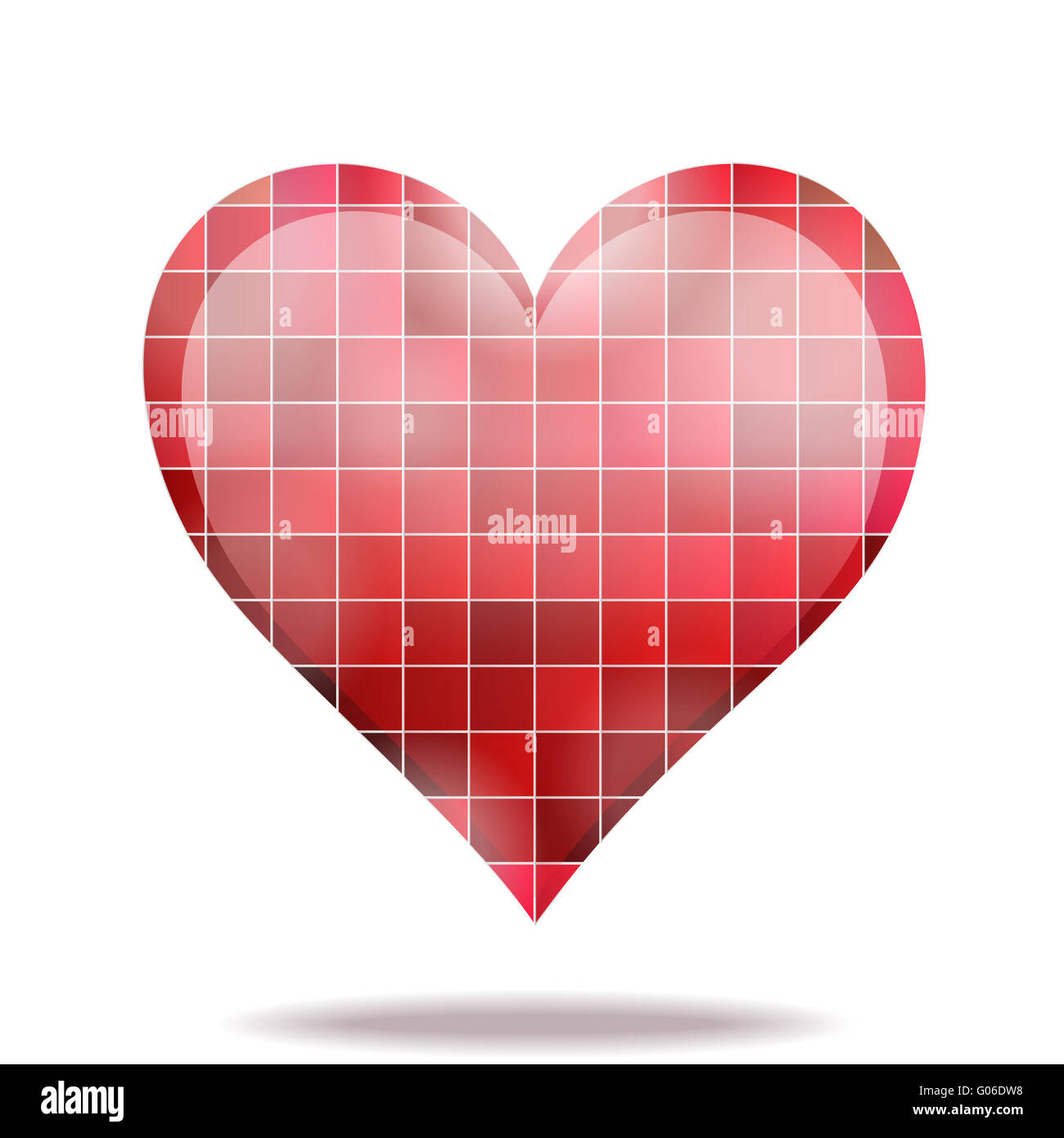 Abstract 3D mosaïque écarlate icône de cœur Banque D'Images