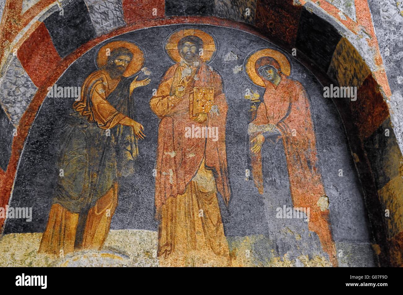 Peintures murales de l'église Saint-Nicolas de Myra de la basilique la Turquie Banque D'Images