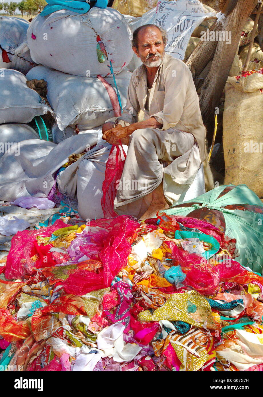 Vendeur sari utilisé Banque D'Images