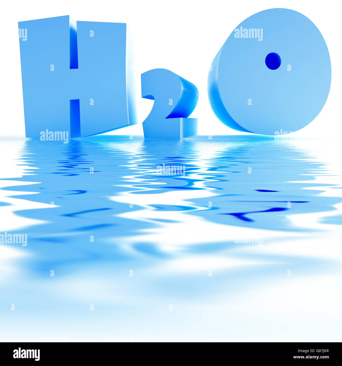 Blue waves de l'eau et sa formule chimique Banque D'Images