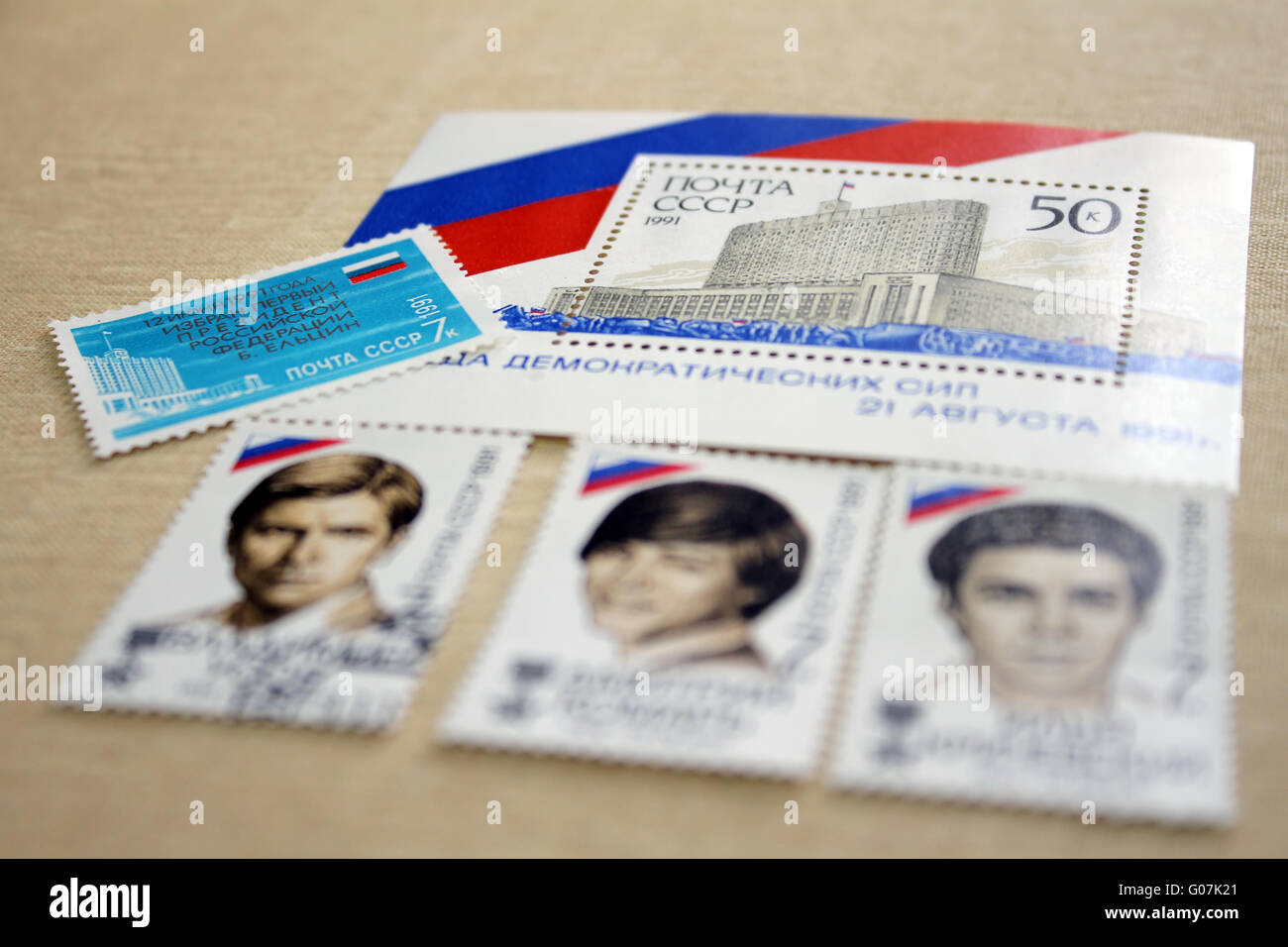 Un ensemble de timbres sur l'élection du premier Président Banque D'Images