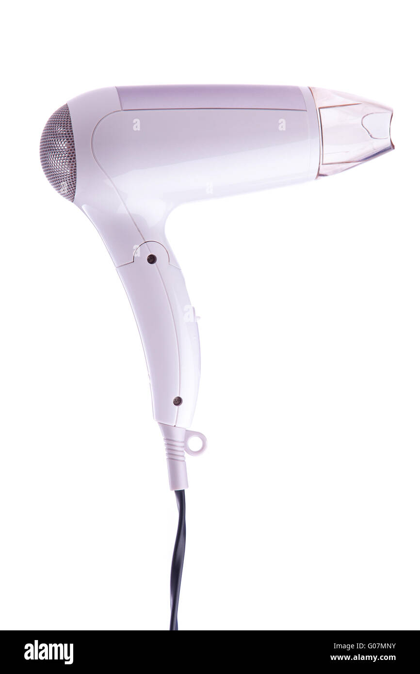 Sèche-cheveux violet isolated on white Banque D'Images