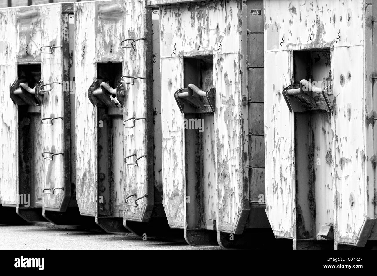 À rouleaux ou des vieux noir et blanc côte à côte Banque D'Images