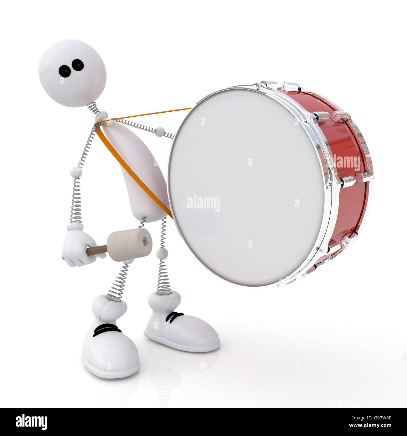 Le petit homme blanc, avec un tambour en coûts de mains. Banque D'Images