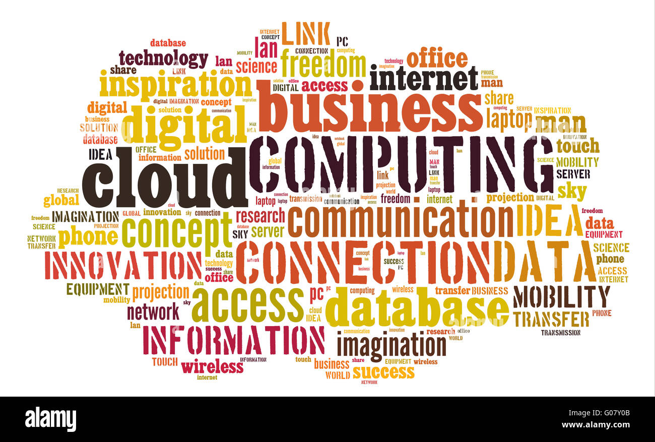 Le cloud computing Les pictogrammes sur fond blanc Banque D'Images