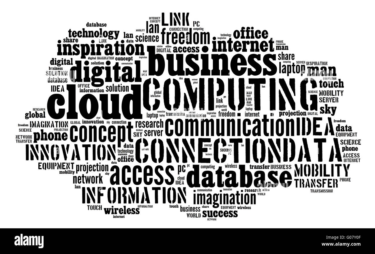 Le cloud computing Les pictogrammes sur fond blanc Banque D'Images