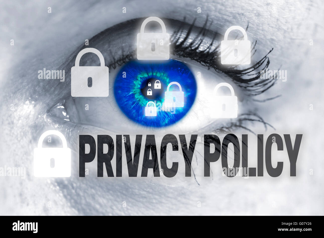 Politique de confidentialité œil regarde viewer concept. Banque D'Images