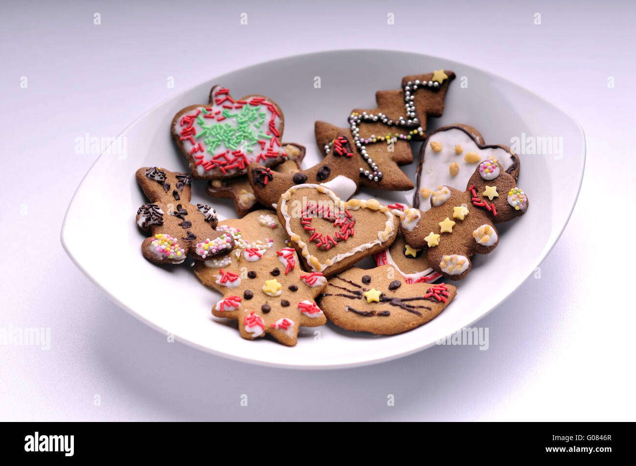 Biscuits de Noël sur un plateau Banque D'Images