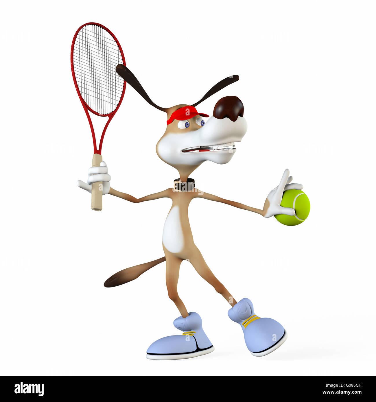 Illustration sur un sujet un chien le joueur de tennis. Banque D'Images